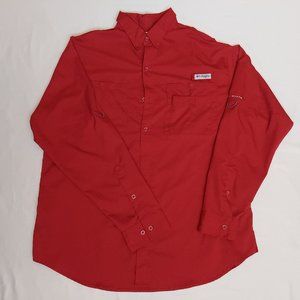 Columbia PFG Tamiami Shirt Mens Large Red Long Sleeve Vented Hiking Top - SOLD